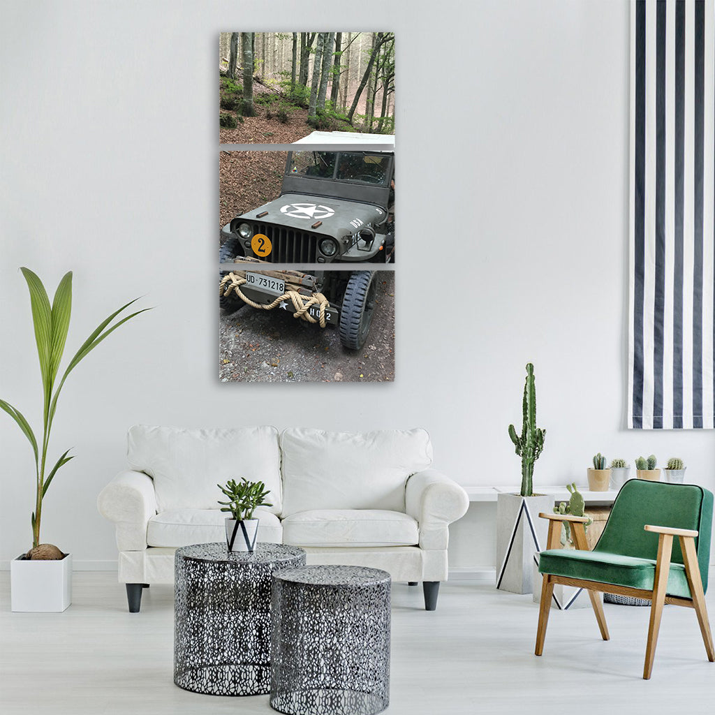 reenactment military vehicles Vertical Canvas Wall Art