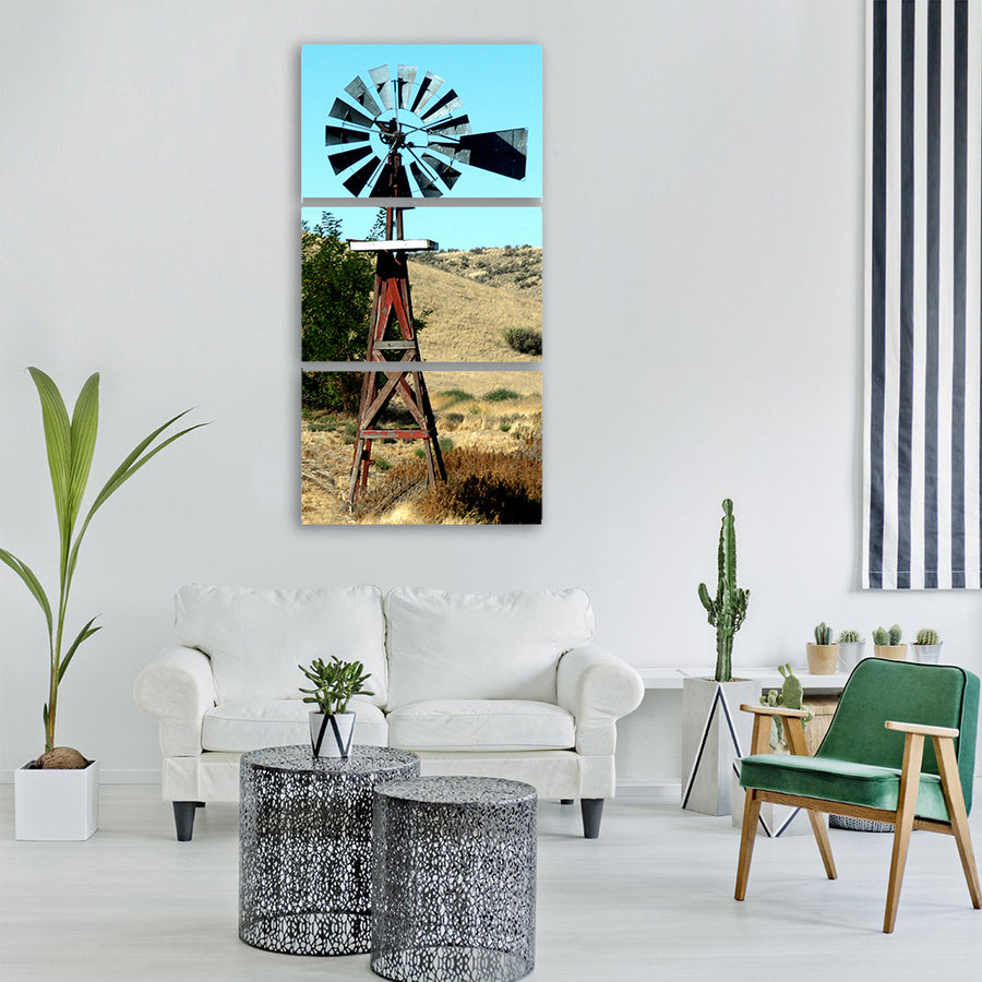 renewable energy windmill ranching Vertical Canvas Wall Art