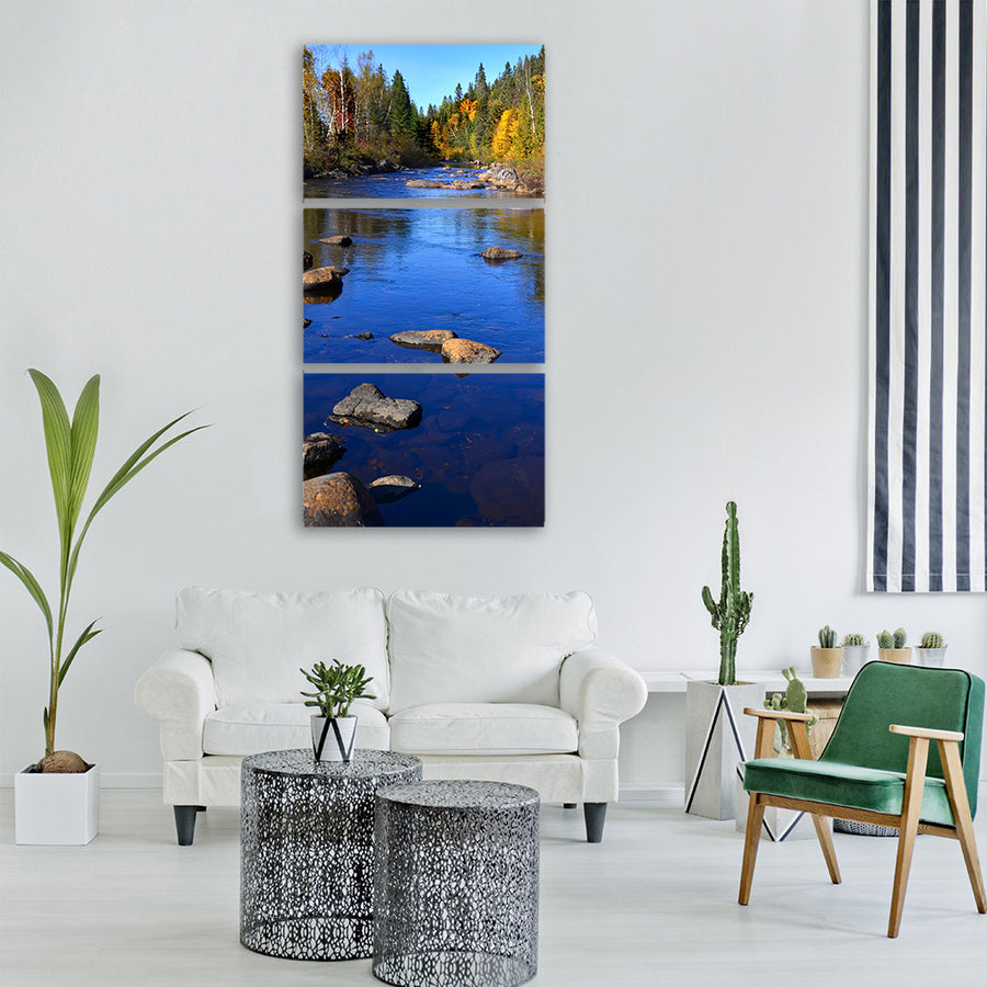 river autumn landscape nature water Vertical Canvas Wall Art