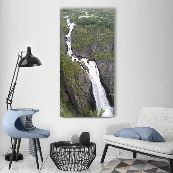 River waterfall water mountain Vertical Canvas Wall Art