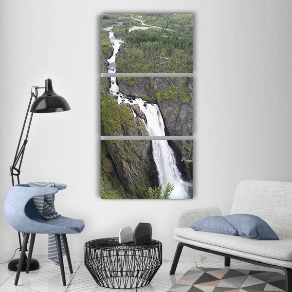 River waterfall water mountain Vertical Canvas Wall Art