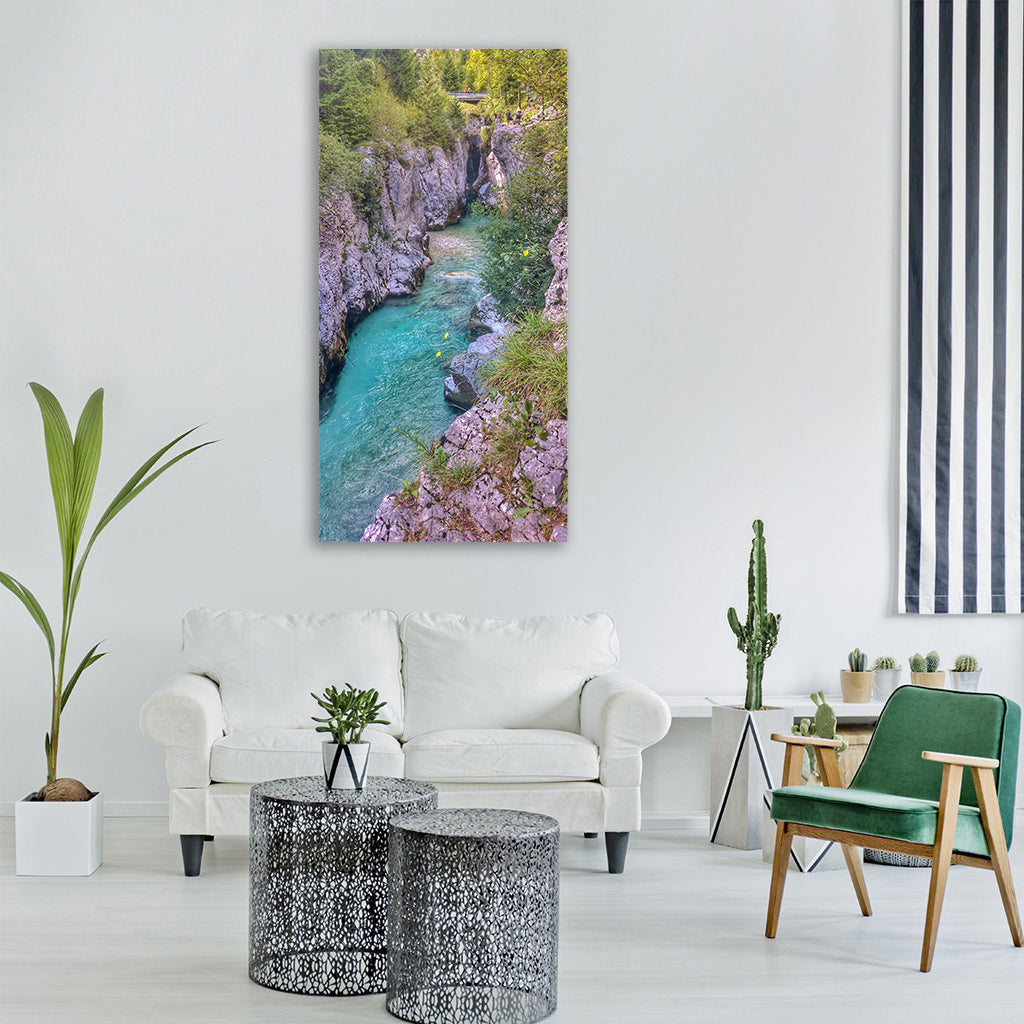 river nature water outdoors trees Vertical Canvas Wall Art