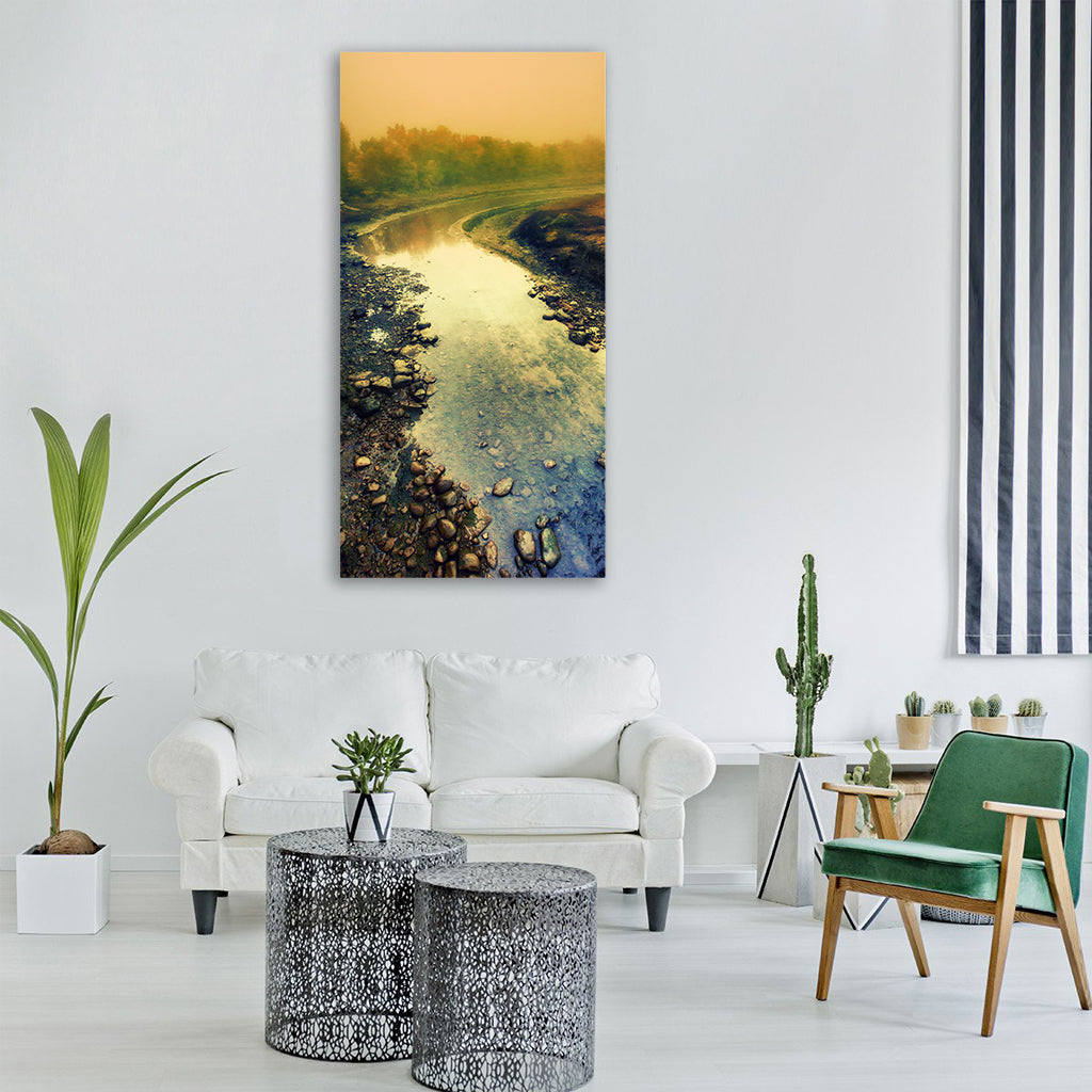 river mist landscape fog Vertical Canvas Wall Art