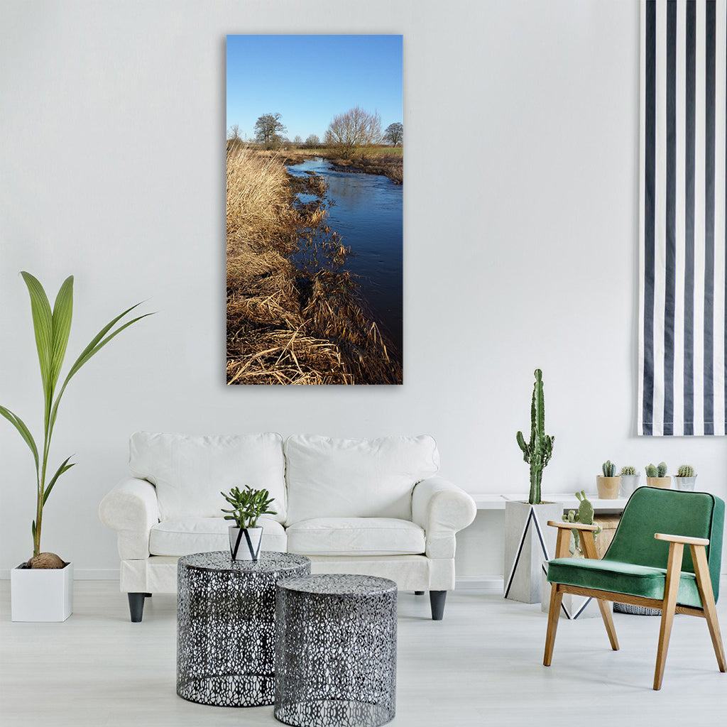 river winter countryside rural sky Vertical Canvas Wall Art