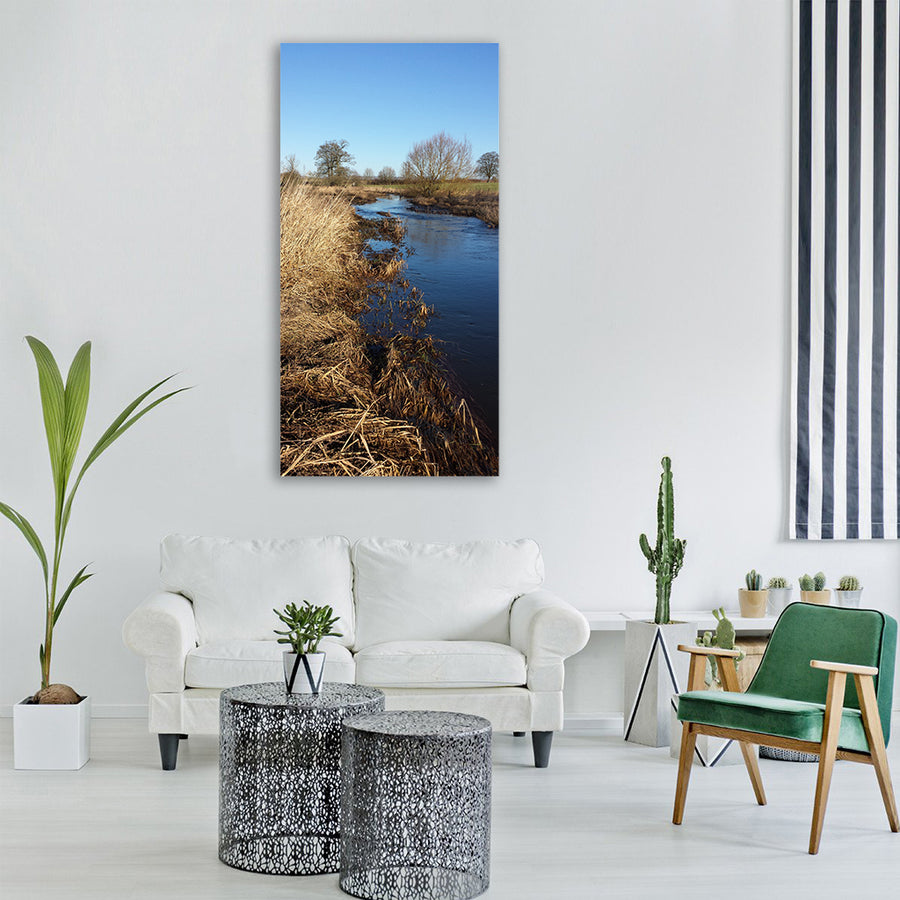 river winter countryside rural sky Vertical Canvas Wall Art