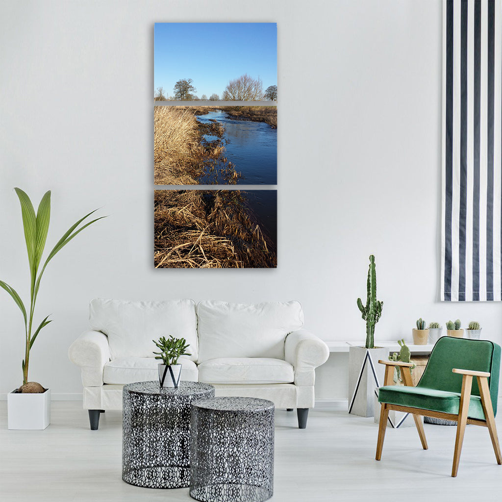 river winter countryside rural sky Vertical Canvas Wall Art