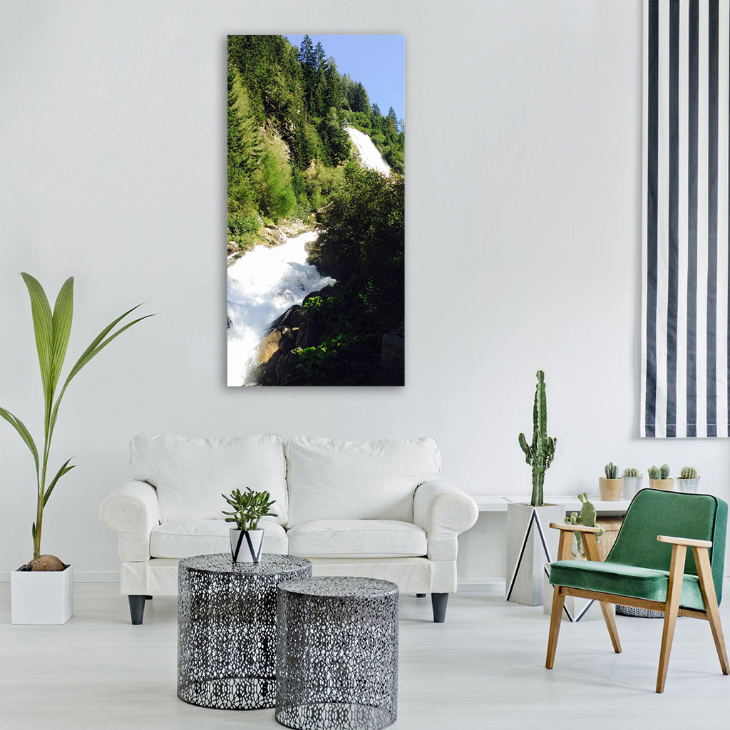 river ötztal tyrol forest nature Vertical Canvas Wall Art