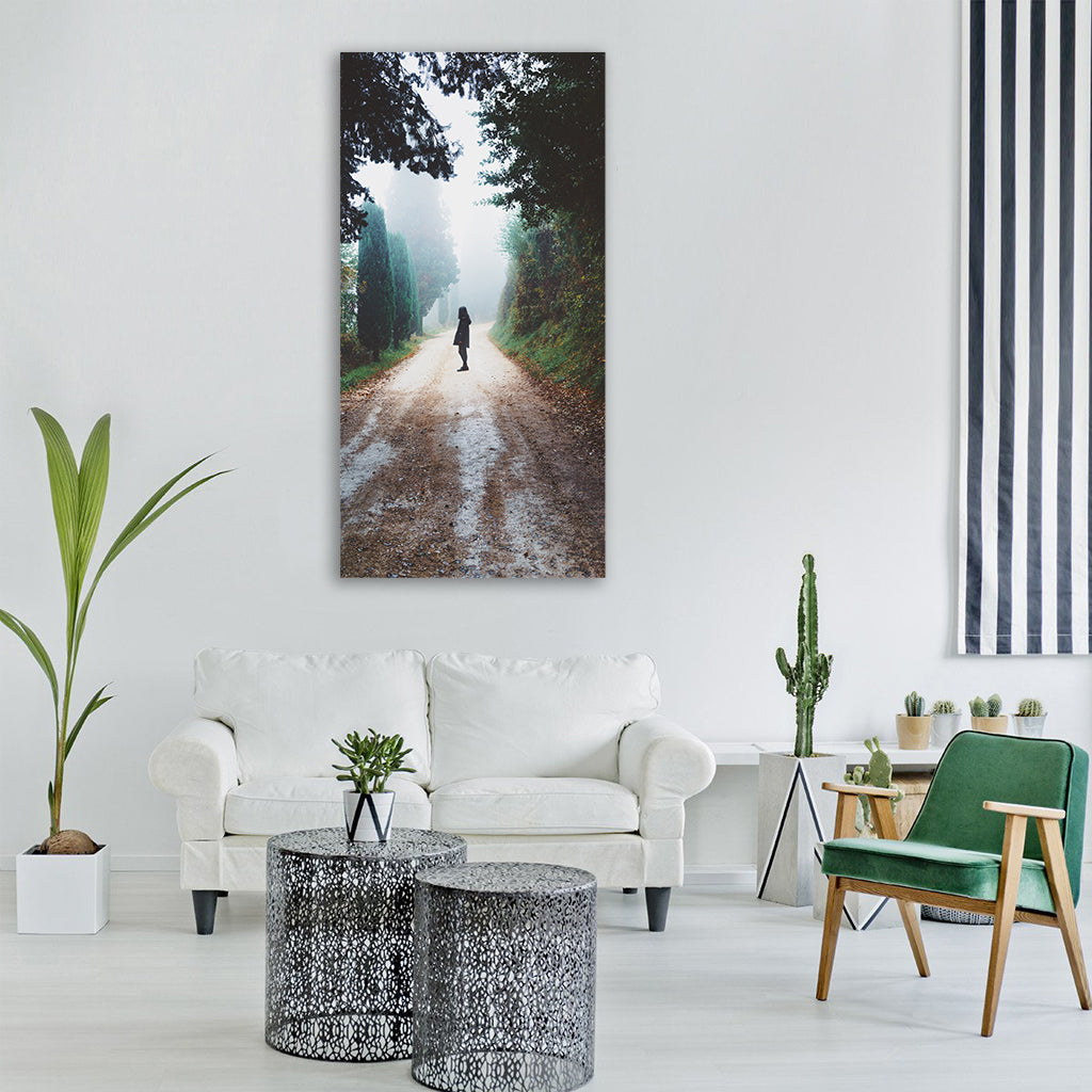 road path green grass tree plant Vertical Canvas Wall Art