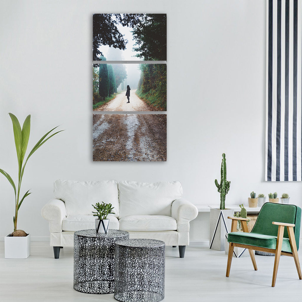 road path green grass tree plant Vertical Canvas Wall Art