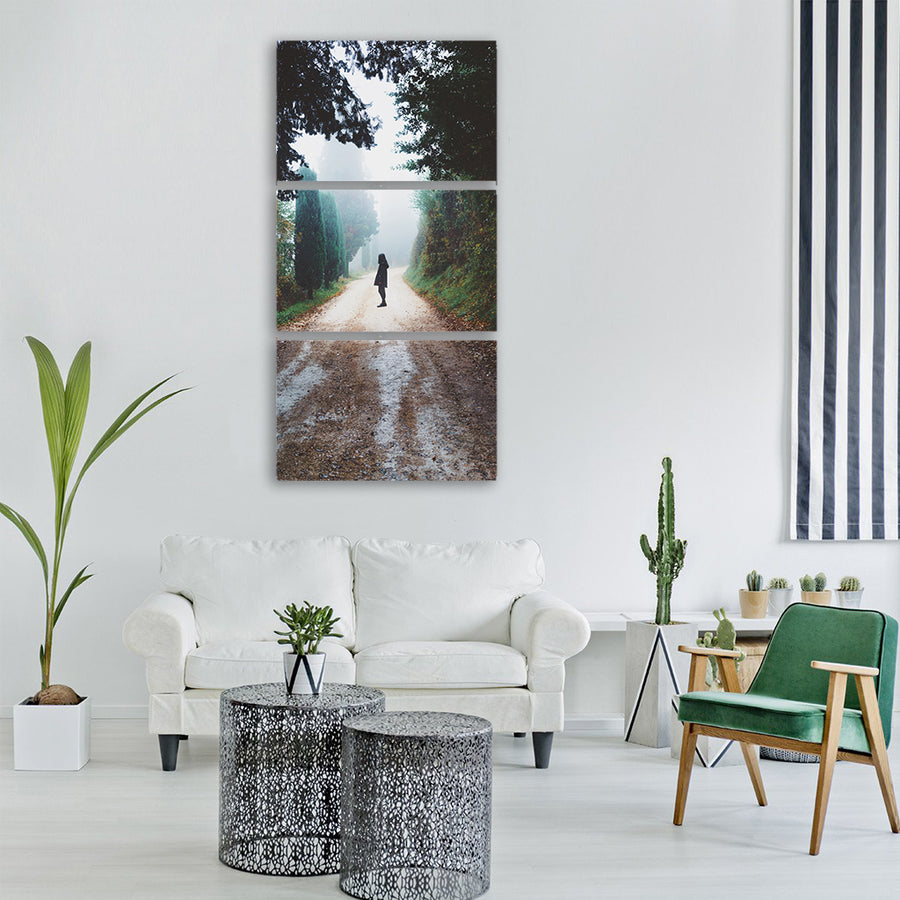 road path green grass tree plant Vertical Canvas Wall Art