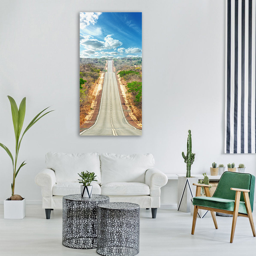 road sky clouds landscape trip Vertical Canvas Wall Art