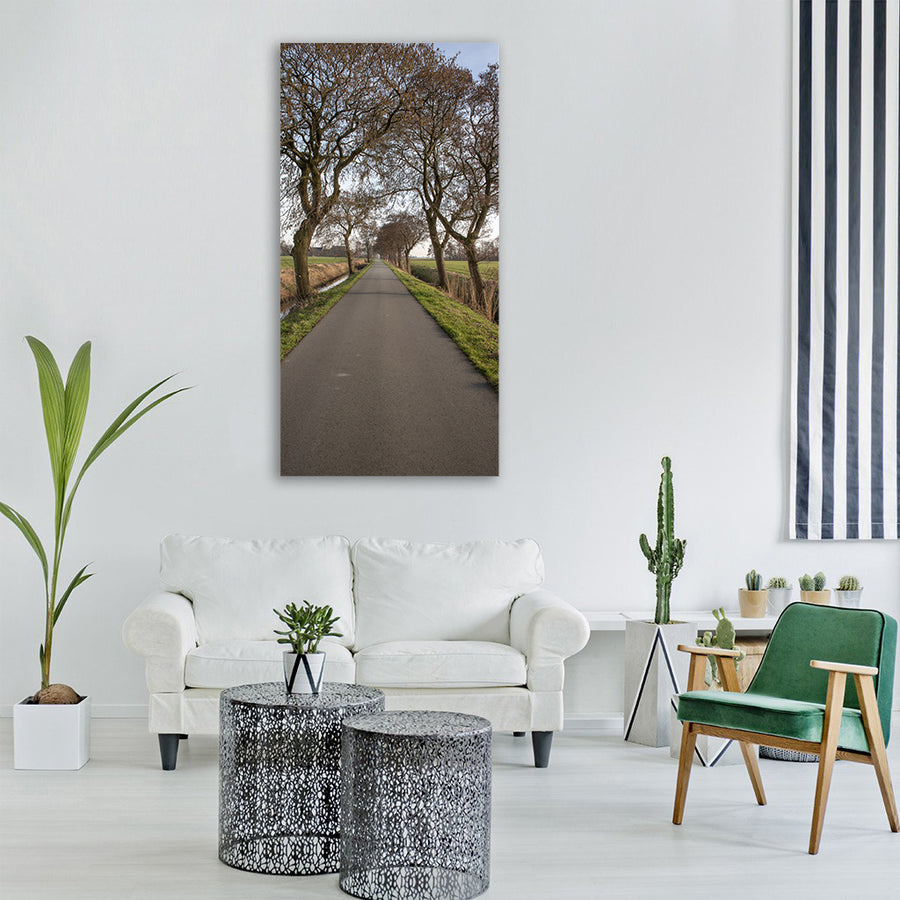 road landscape trees buitenweg Vertical Canvas Wall Art