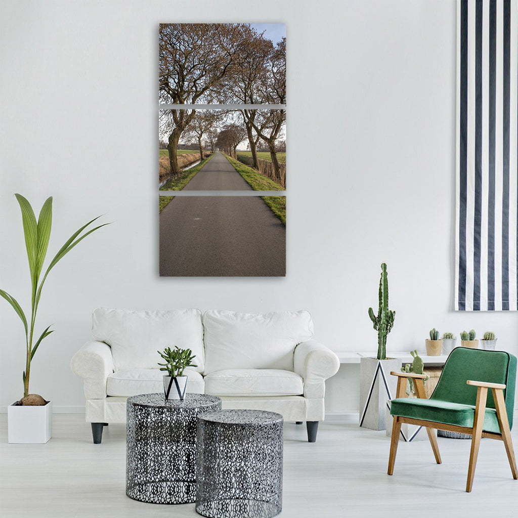 road landscape trees buitenweg Vertical Canvas Wall Art