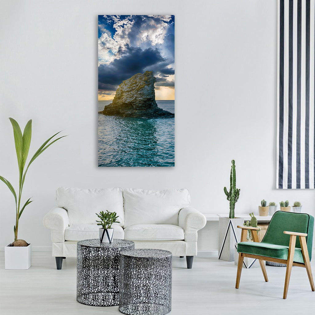 rock sea sky nature summer Vertical Canvas Wall Art