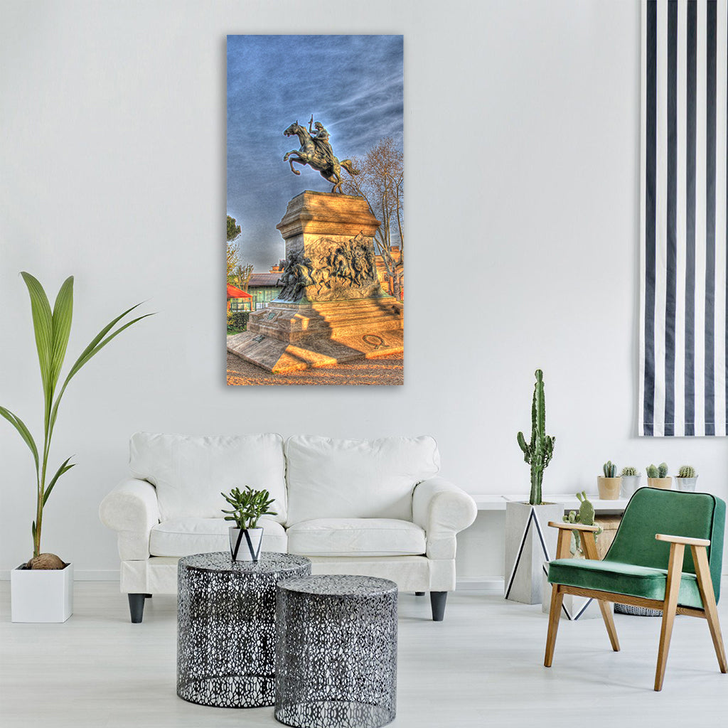 rome equestrian statue hdr spring Vertical Canvas Wall Art