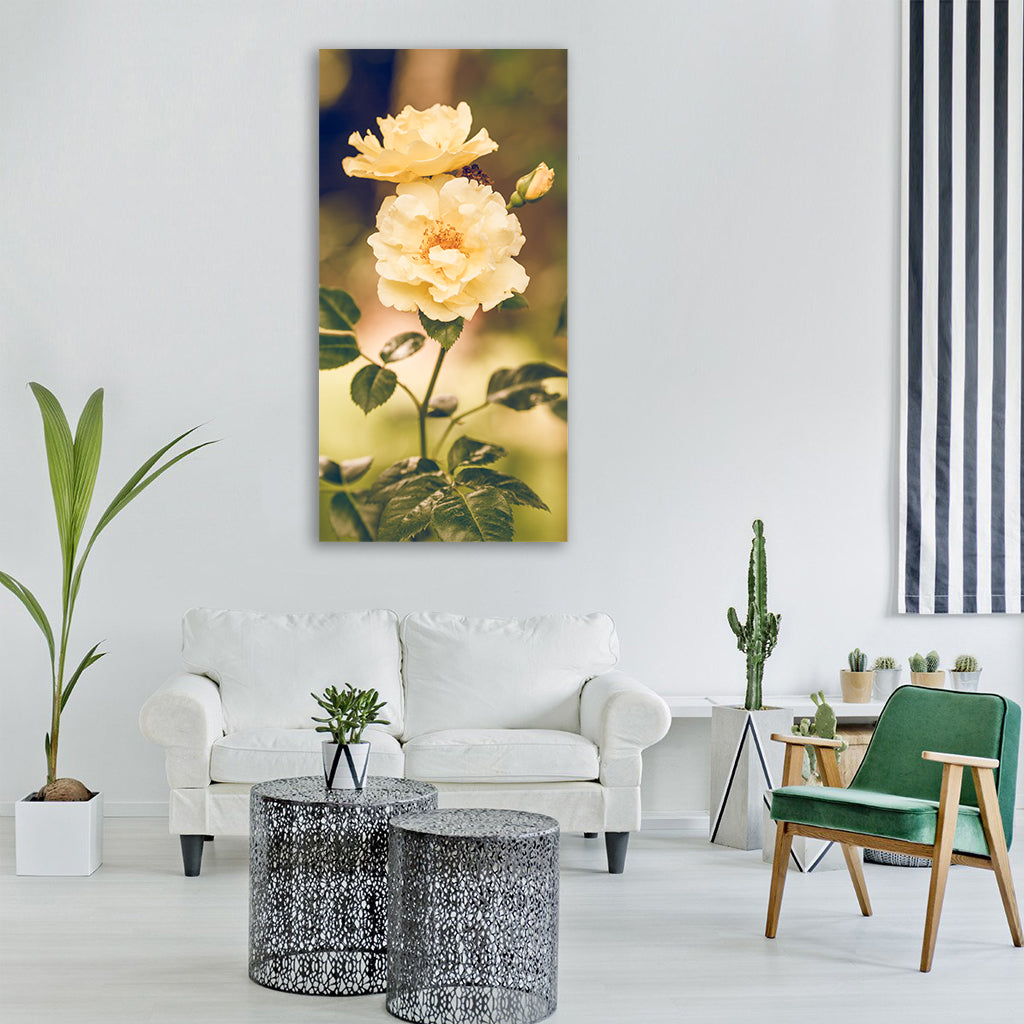rose flower yellow nature garden Vertical Canvas Wall Art