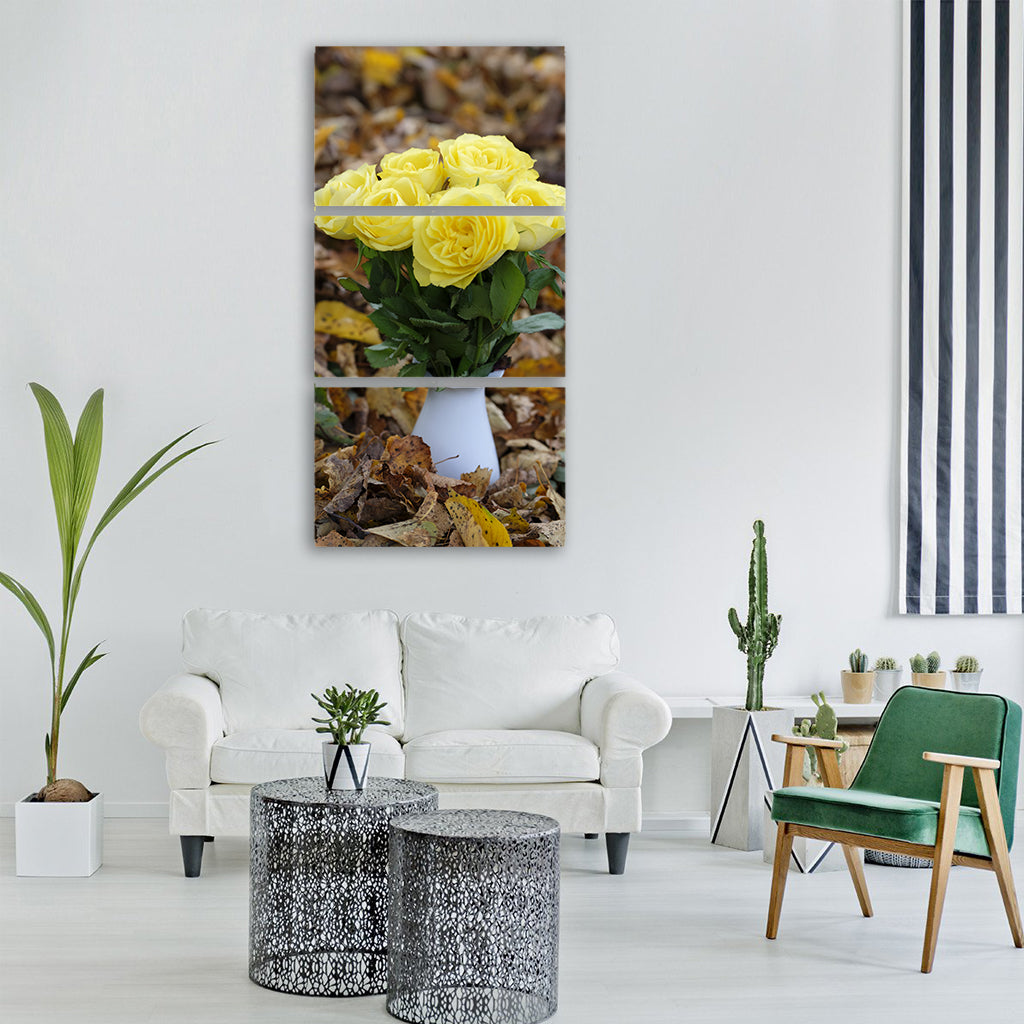 roses flowers bouquet autumn Vertical Canvas Wall Art