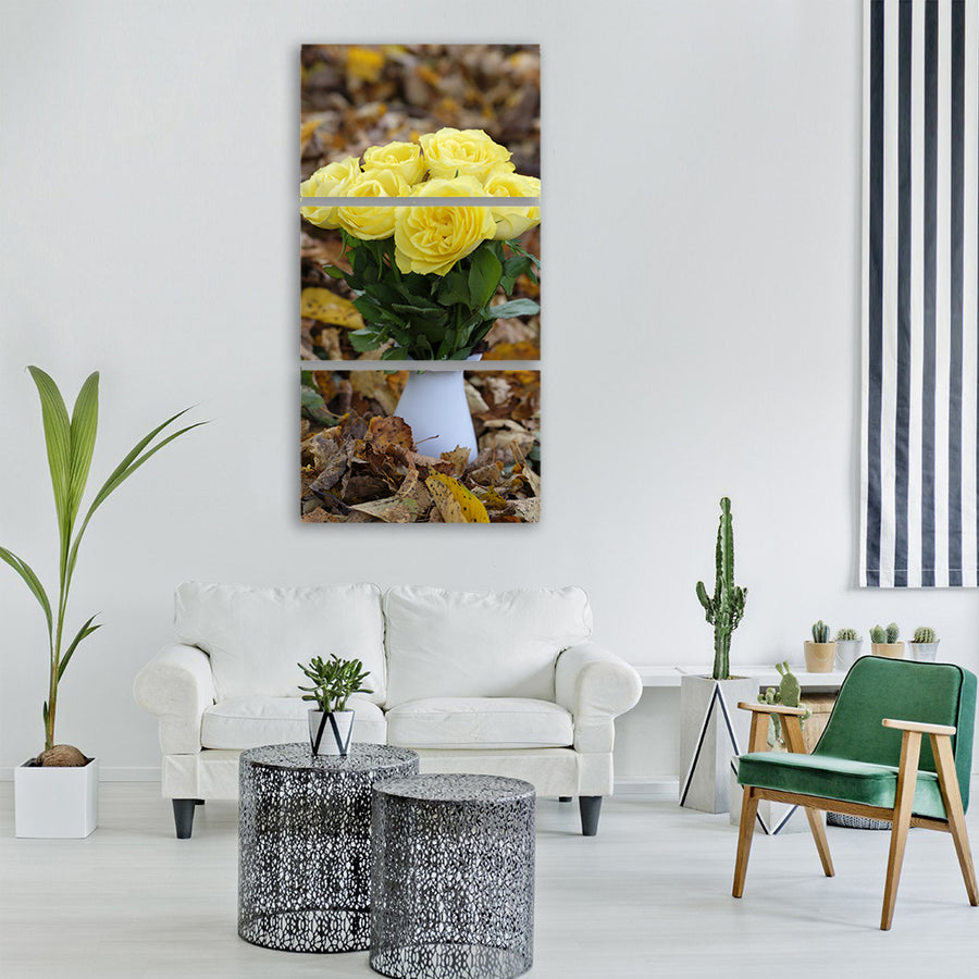 roses flowers bouquet autumn Vertical Canvas Wall Art