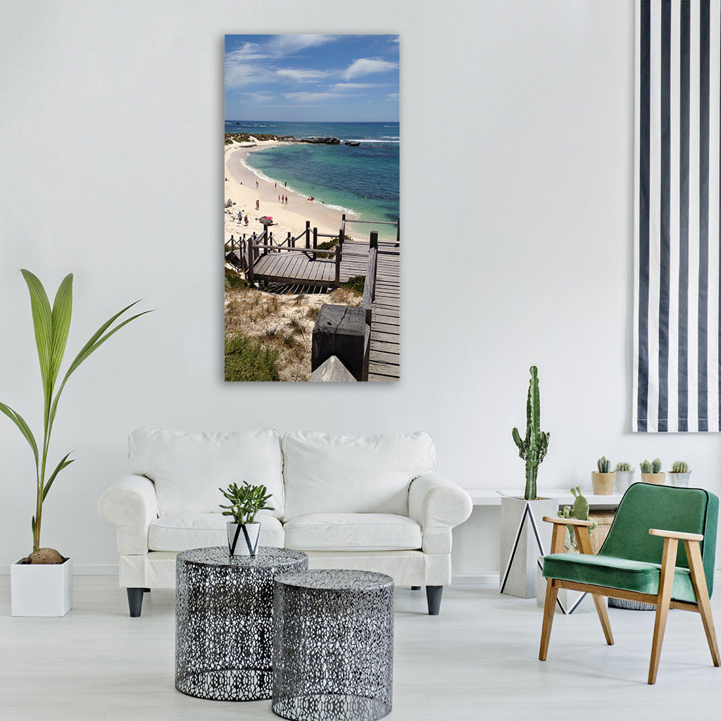 rottnest island beach wooden stairs Vertical Canvas Wall Art