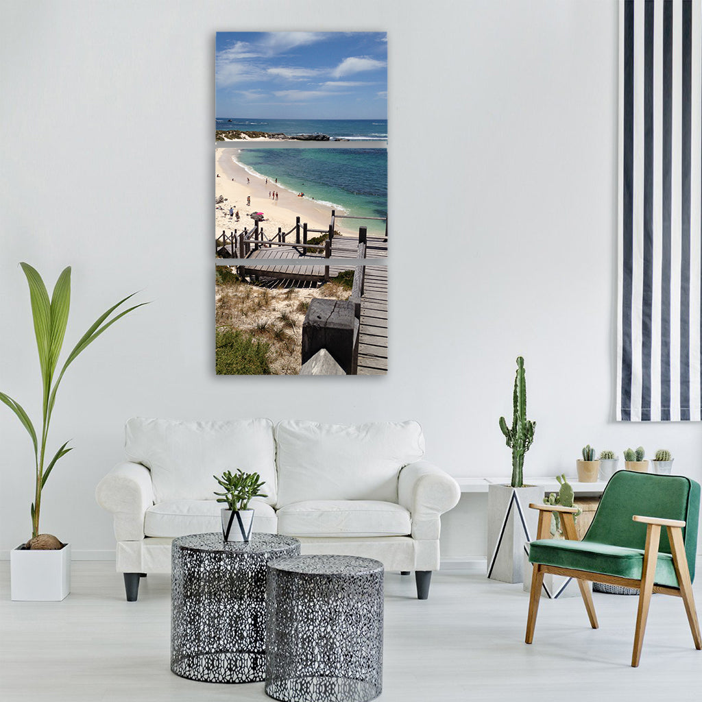 rottnest island beach wooden stairs Vertical Canvas Wall Art
