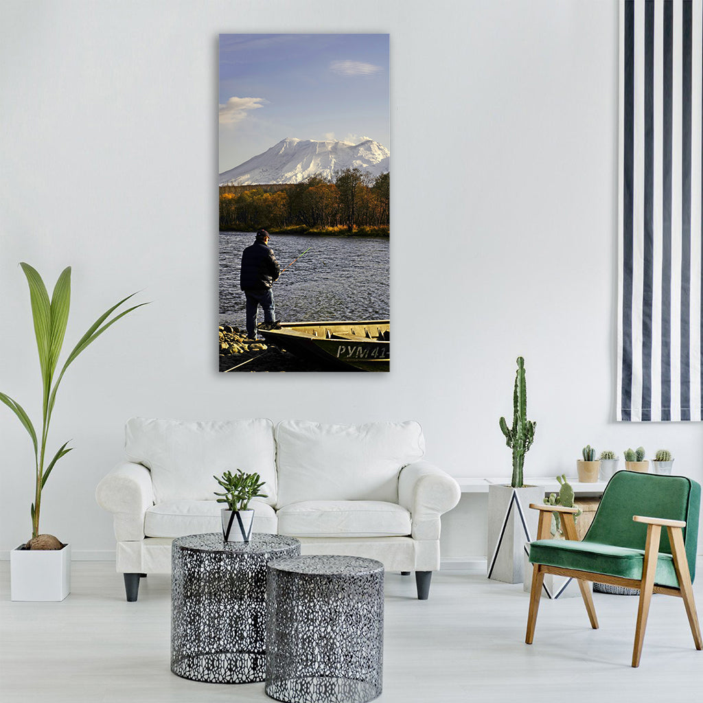 russia snow kamchatka volcano Vertical Canvas Wall Art