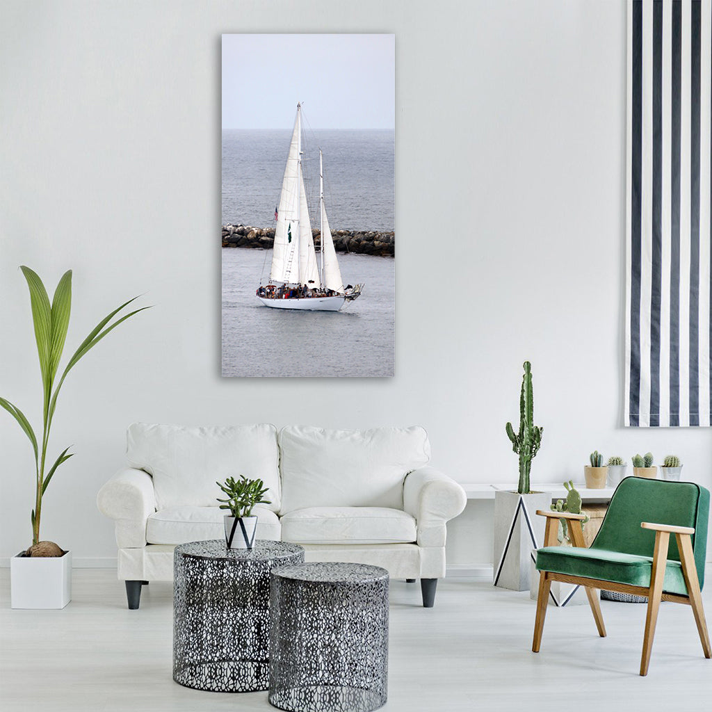 sail boat sailing sea ocean water Vertical Canvas Wall Art
