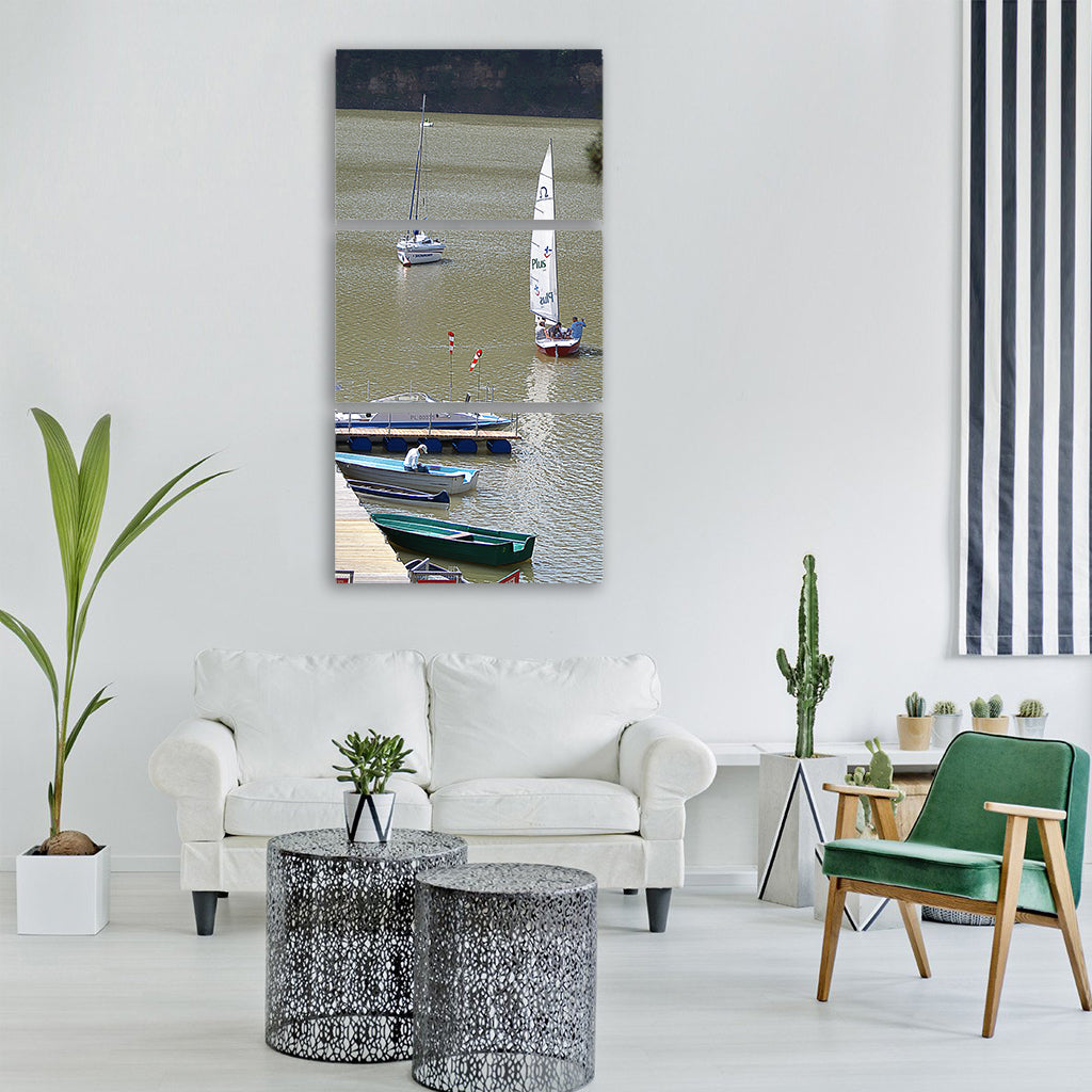 sailboat boat rest sport lake Vertical Canvas Wall Art