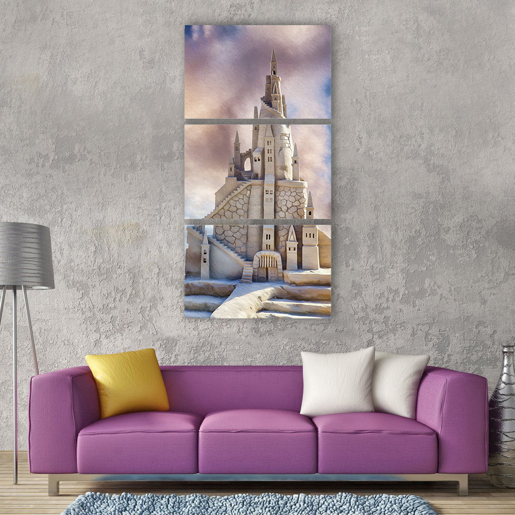 Sandcastle beach summer sand Vertical Canvas Wall Art