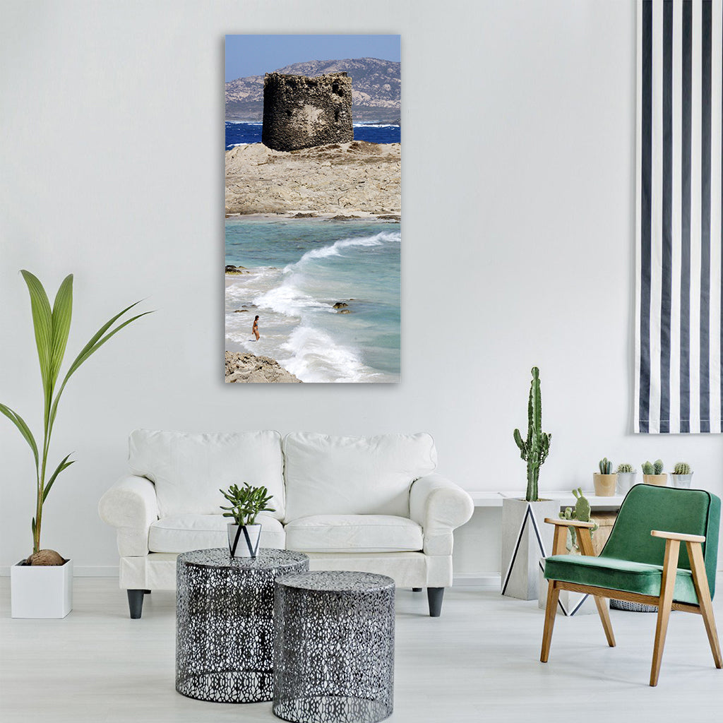 sardinia beach sea torre wetting Vertical Canvas Wall Art