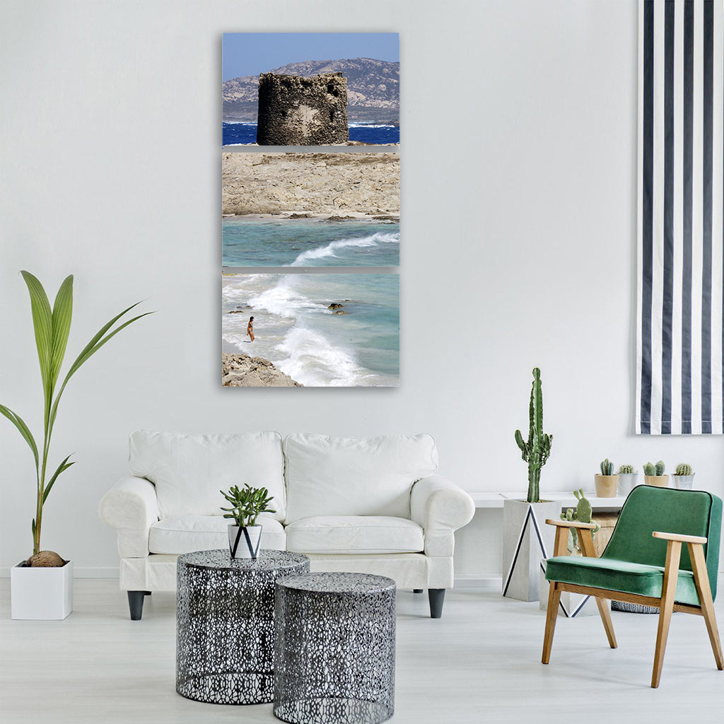 sardinia beach sea torre wetting Vertical Canvas Wall Art