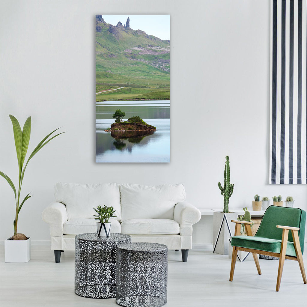 scotland lake quiet sky blue Vertical Canvas Wall Art