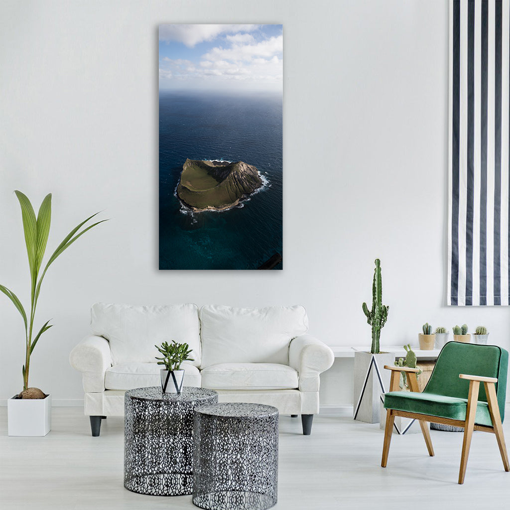 sea ocean water sky blue horizon Vertical Canvas Wall Art