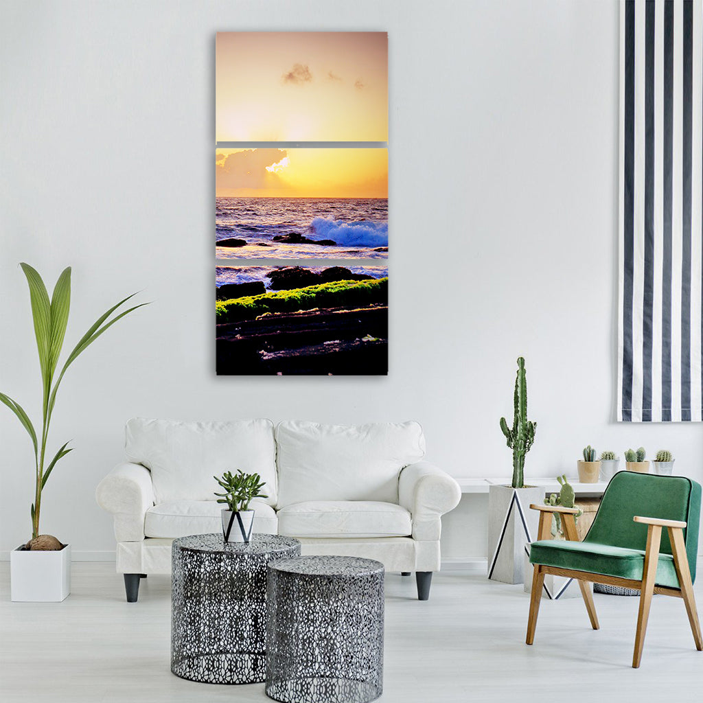 sea texture evening sunset nature Vertical Canvas Wall Art