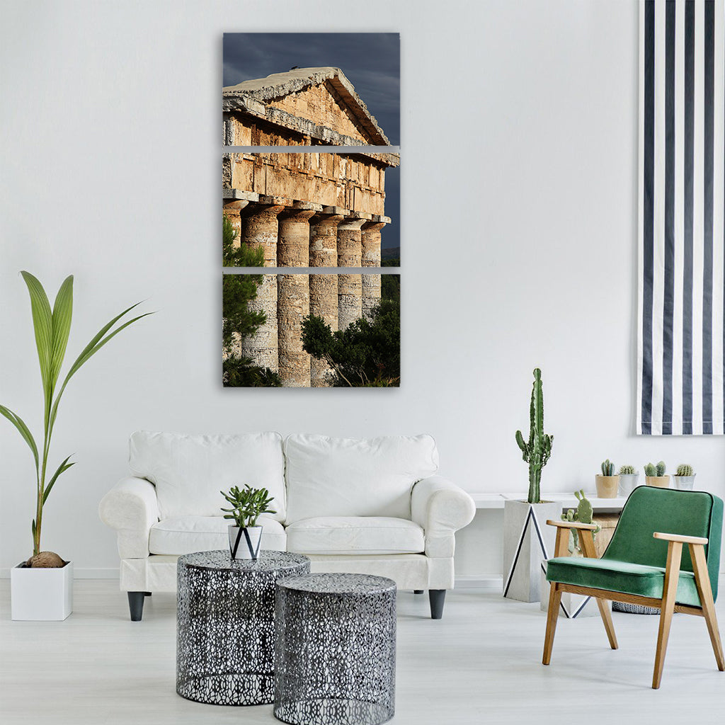 segesta sicily temple landscape Vertical Canvas Wall Art
