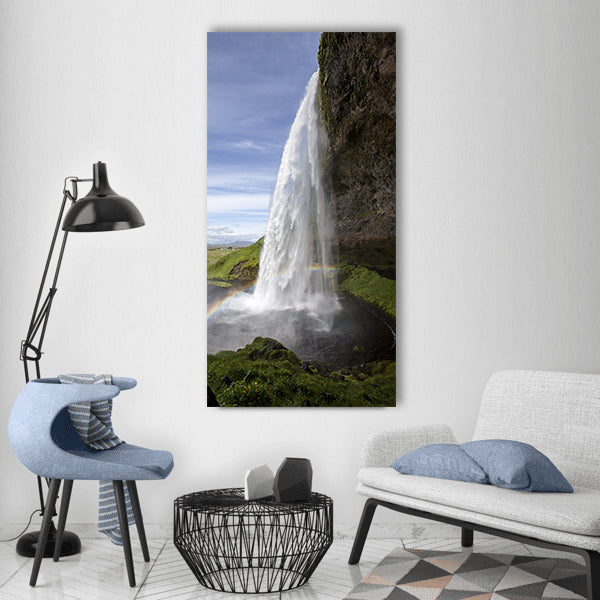 Seljalandsfoss waterfall iceland Vertical Canvas Wall Art