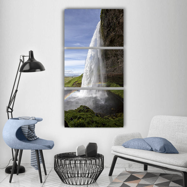Seljalandsfoss waterfall iceland Vertical Canvas Wall Art