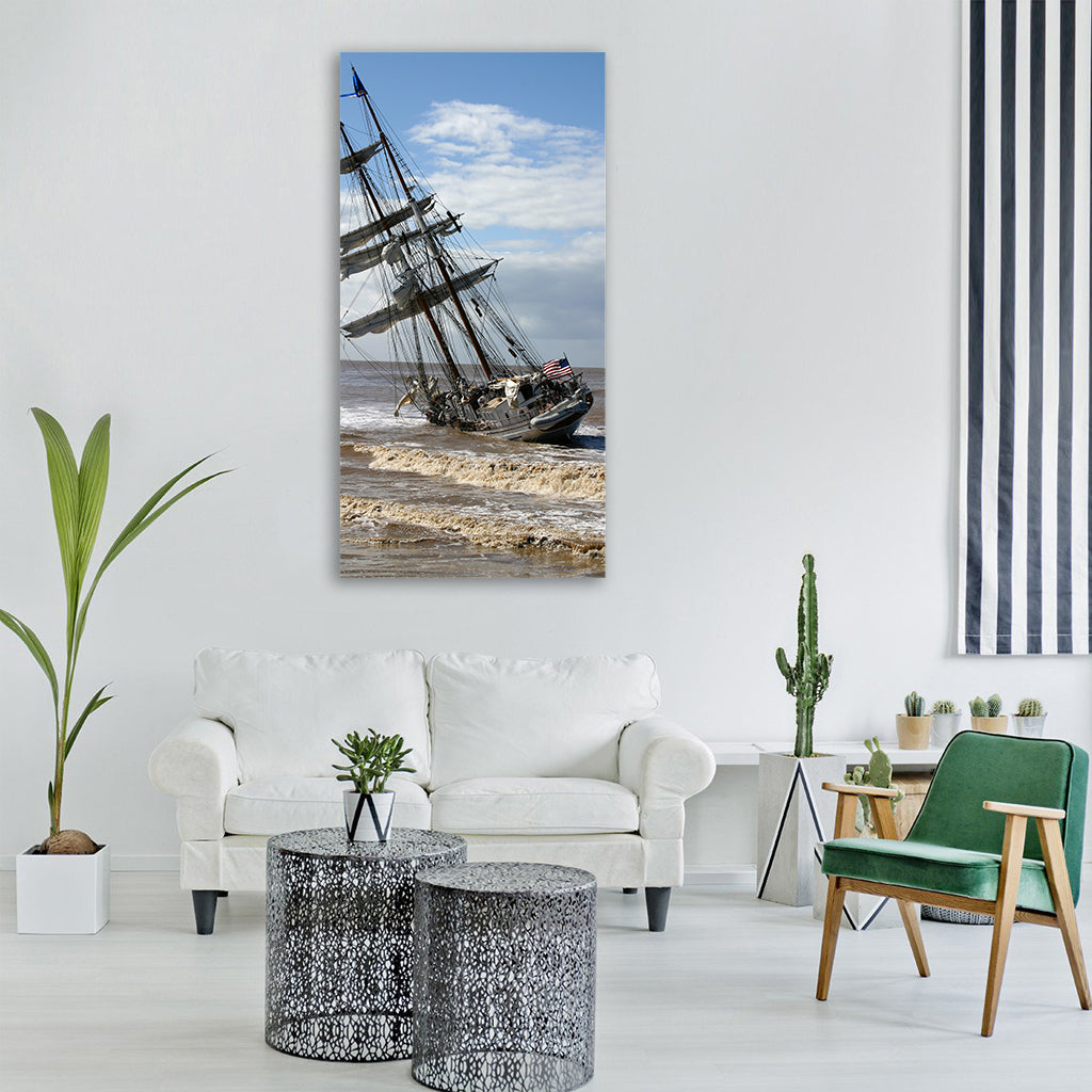 ship grounded california sky Vertical Canvas Wall Art
