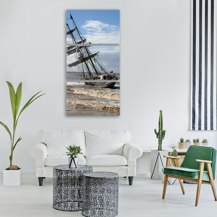ship grounded california sky Vertical Canvas Wall Art
