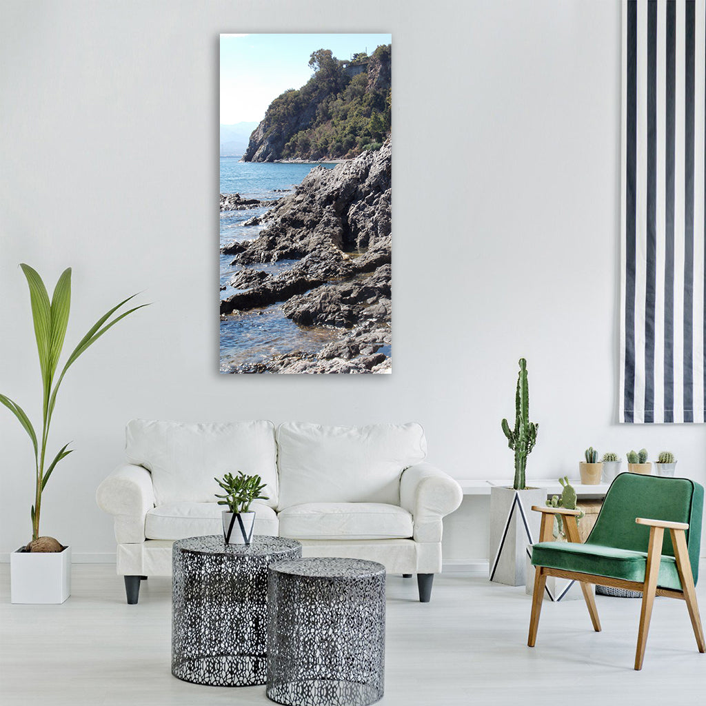 sicily costa rocks sea Vertical Canvas Wall Art