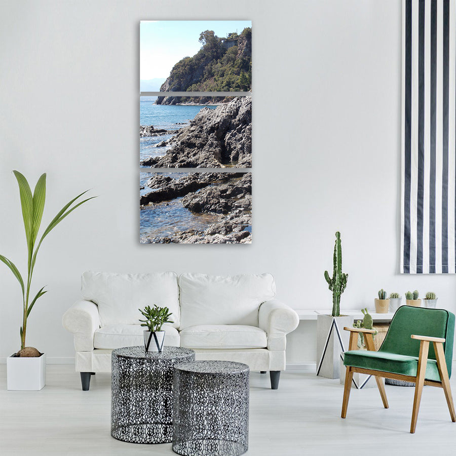 sicily costa rocks sea Vertical Canvas Wall Art