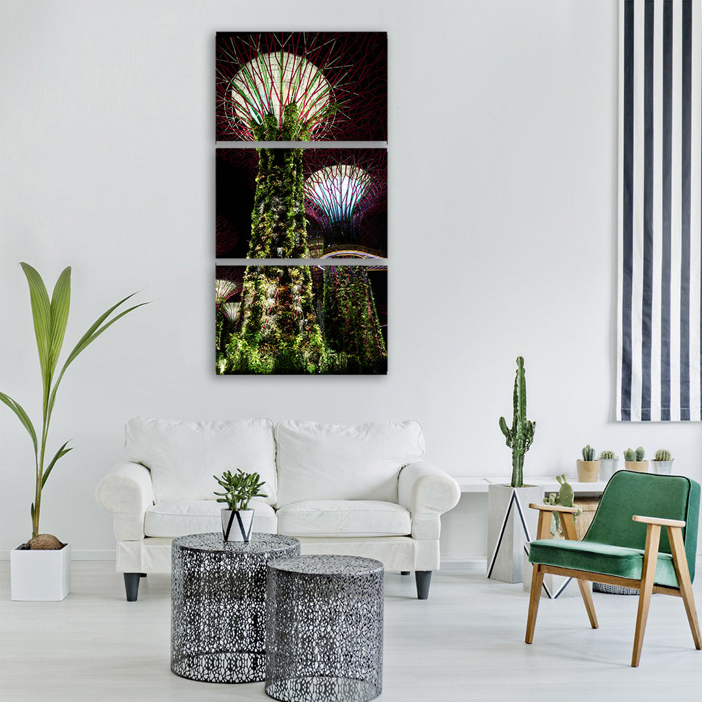 singapore skyscraper night city Vertical Canvas Wall Art