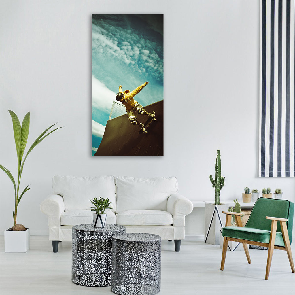 skater ramp sky world clouds Vertical Canvas Wall Art
