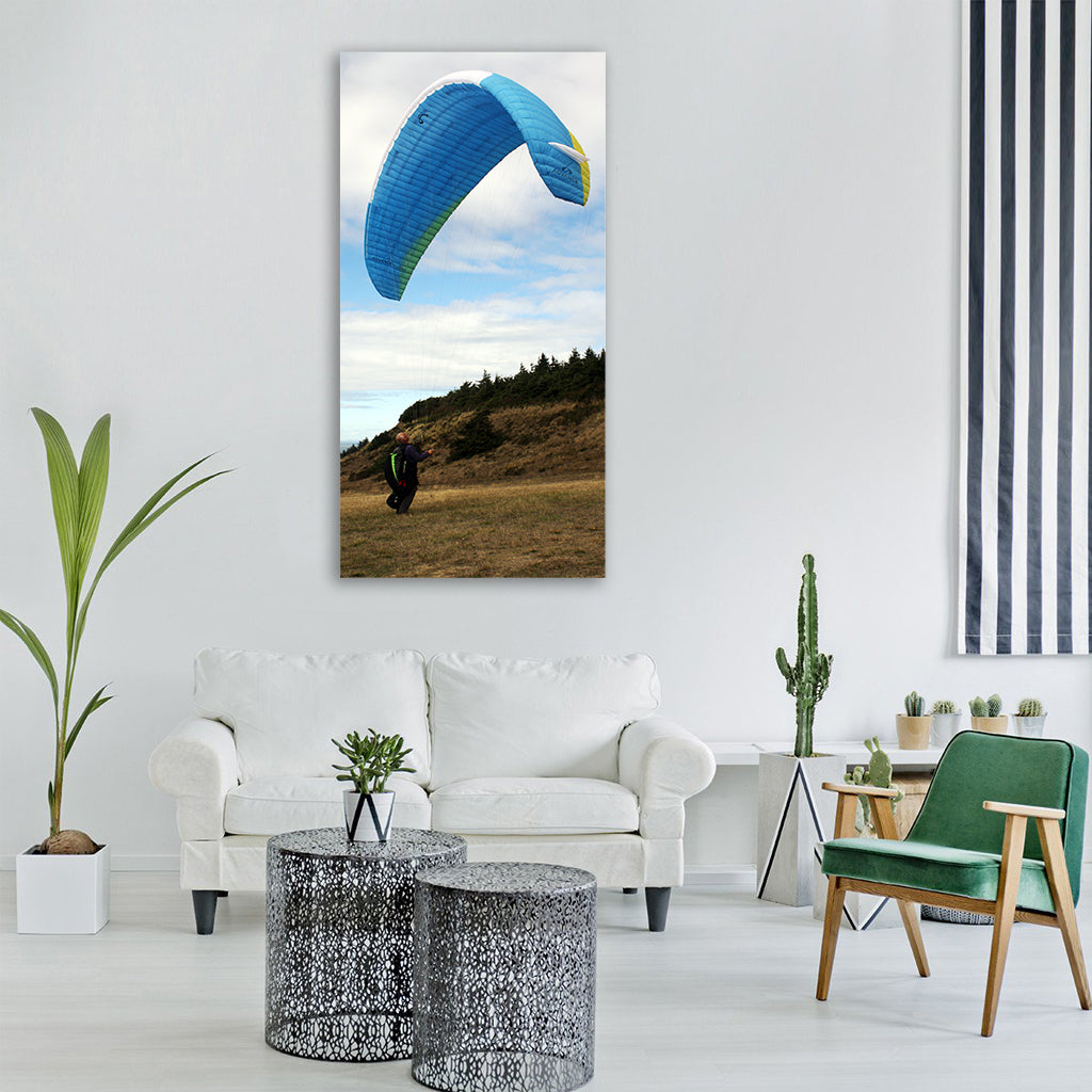 sky clouds mountain tree grass Vertical Canvas Wall Art