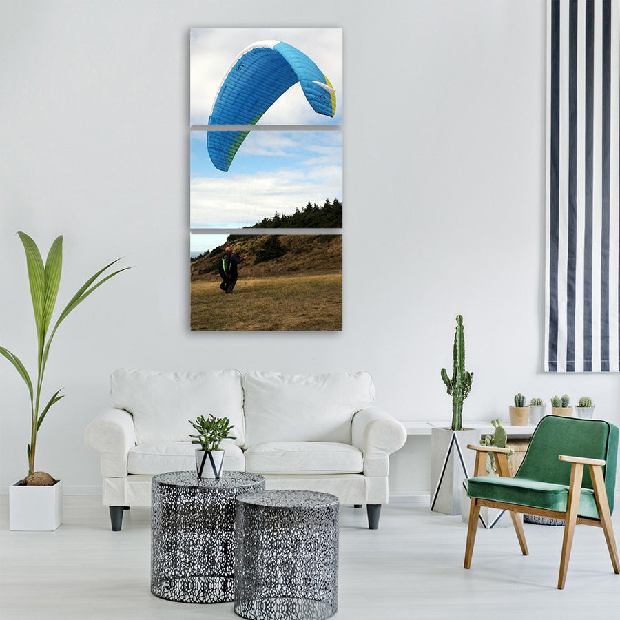 sky clouds mountain tree grass Vertical Canvas Wall Art