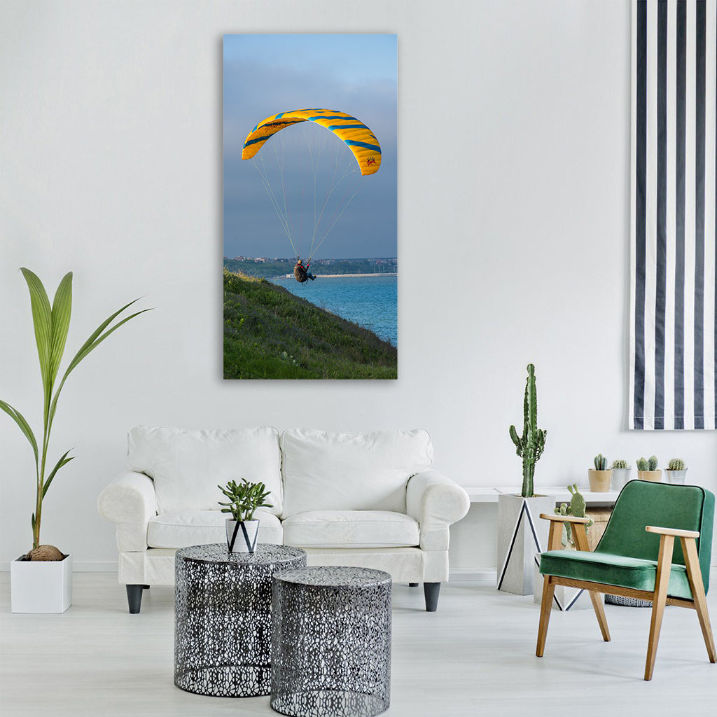 sky parachute leisure freedom Vertical Canvas Wall Art