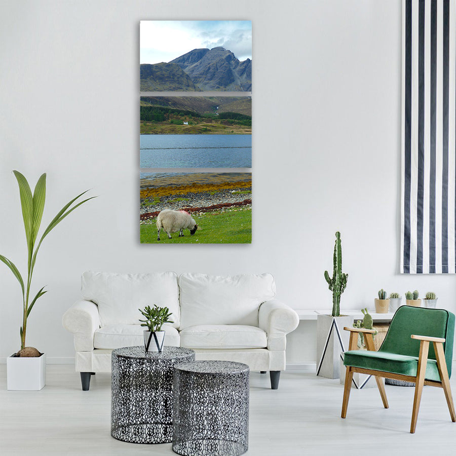 skye sheep mountain background Vertical Canvas Wall Art