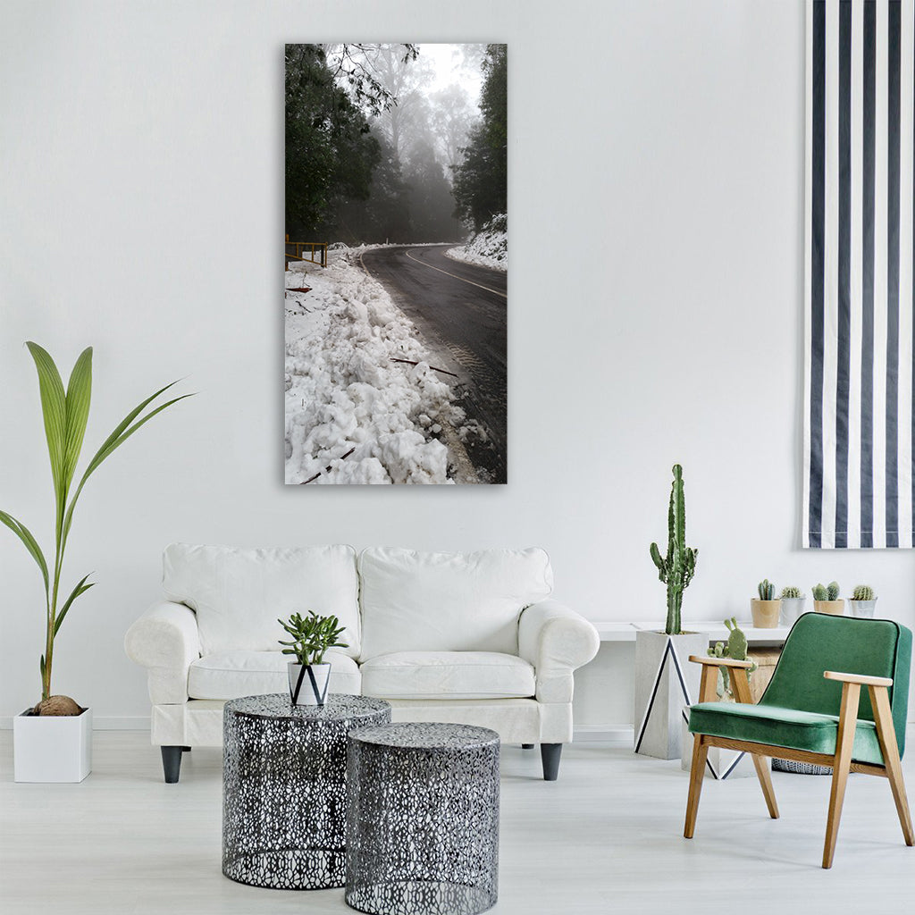 snow fog winter cold mist foggy Vertical Canvas Wall Art