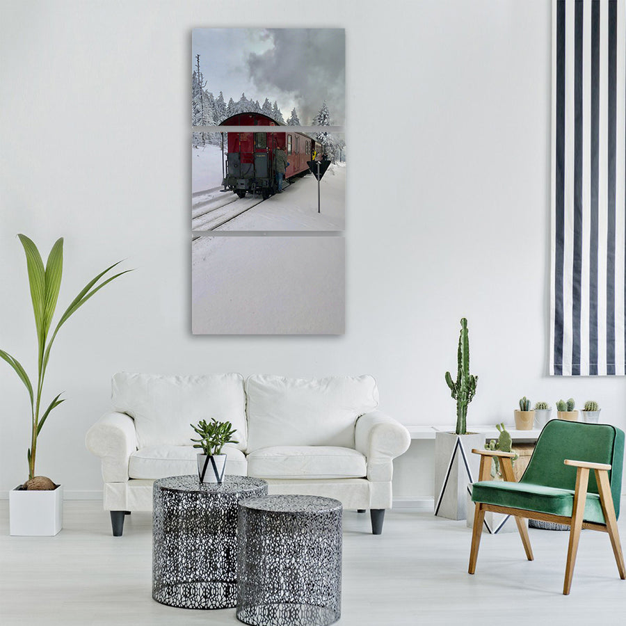 snow winter cold wood frost Vertical Canvas Wall Art