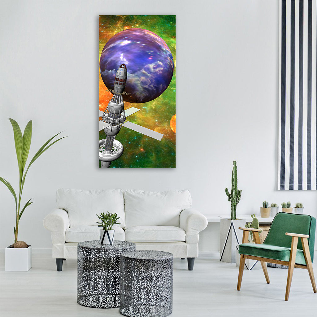 space satellite planet science Vertical Canvas Wall Art