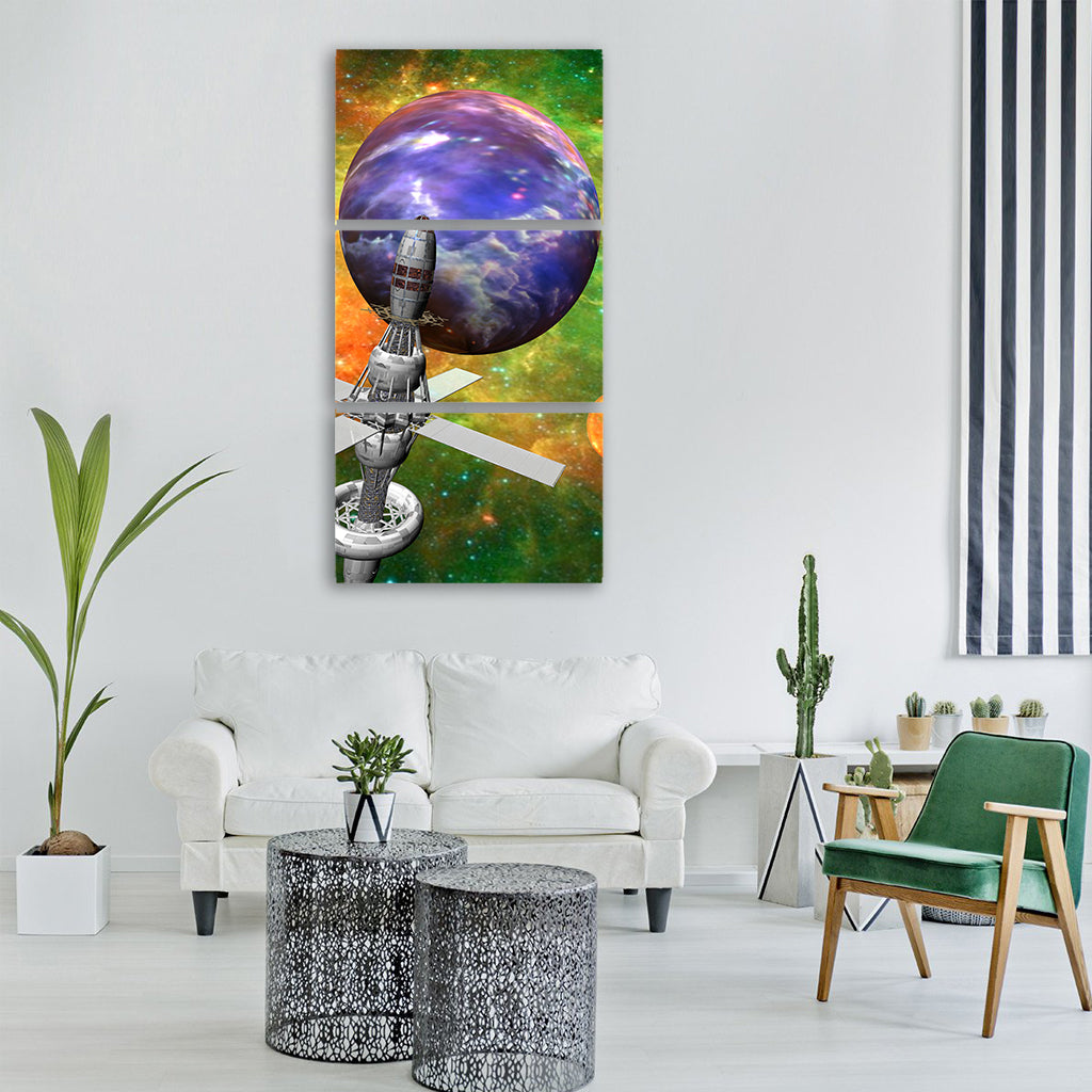space satellite planet science Vertical Canvas Wall Art